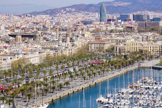 Barcelona Spain Harbor and City View